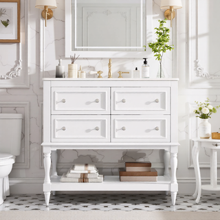 Sunvega 36 Inch Freestanding Vanity Cabinet with Sink Combo and 4 Drawers