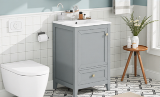 Sunvega 20 Inch Bathroom Vanity with Ceramic Sink and Adjustable Leveling Pads
