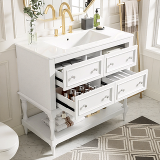 Sunvega 36 Inch Freestanding Vanity Cabinet with Sink Combo and 4 Drawers