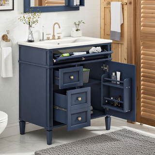 Sunvega Modern Minimalist 30'' Bathroom Vanity with Top Sink and Ample Storage