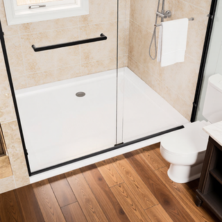 Sunvega 56-60" W x 72" H Matte Black Aluminum Frame Double Sliding Shower Door