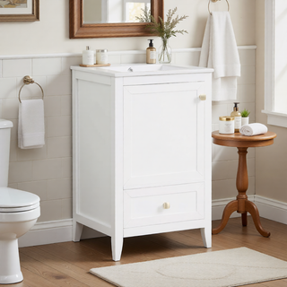 Sunvega 20 Inch Bathroom Vanity with Ceramic Sink and Adjustable Leveling Pads
