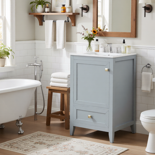 Sunvega 20 Inch Bathroom Vanity with Ceramic Sink and Adjustable Leveling Pads