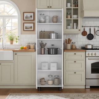 Sunvega Black Multistorage Pantry Cabinet with One Drawer and Two Shelves