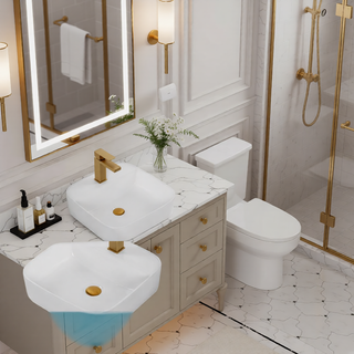 Sunvega White Ceramic Countertop Basin with High-Gloss Stain-Resistant Finish