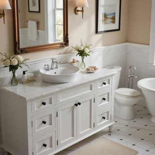 Sunvega White Ceramic Countertop Basin with High-Gloss Stain-Resistant Finish