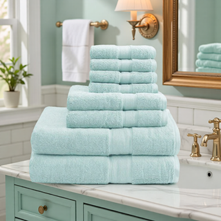 Sunvega 8-Piece Premium Cotton Towel Set with Antimicrobial Treatment for Health and Wellness