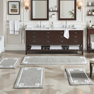 Sunvega Plush Cotton Tufted Bath Rug with Non-Skid Backing and Hotel Design