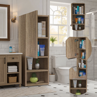 Sunvega White 32 Inch High Medicine Cabinet with Two Internal and External Shelves