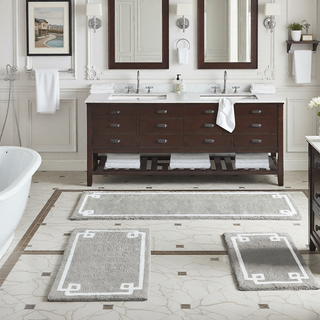 Sunvega Plush Cotton Tufted Bath Rug with Non-Skid Backing and Hotel Design