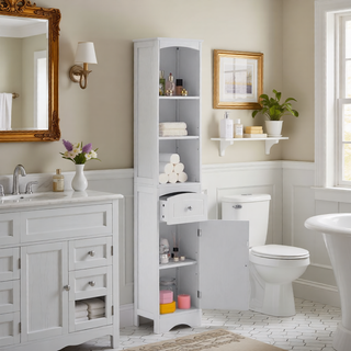 Sunvega Modern Freestanding Bathroom Cabinet with Drawer and Adjustable Shelf