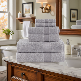 Sunvega GOTS Certified 650GSM Organic Long Staple Cotton 6 Piece Towel Set
