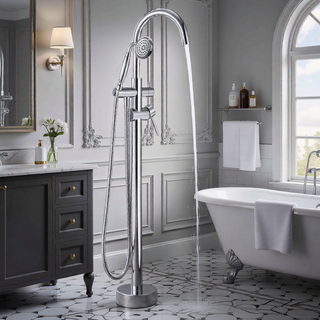 Sunvega Freestanding Bathtub Faucet in Matte Black with Handheld Shower