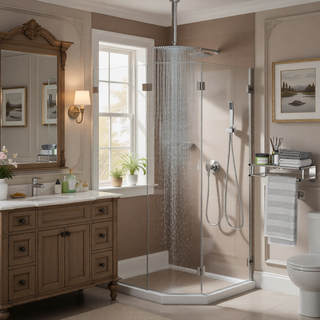 Sunvega Ceiling Mount Square Rainfall Shower System with Handheld Spray and Matte Black Finish
