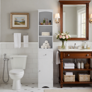 Sunvega Modern Freestanding Bathroom Cabinet with Drawer and Adjustable Shelf