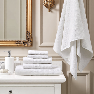 Sunvega Antimicrobial Jacquard Waffle Cotton Towel Set with Dobby Cuff and Quick Dry