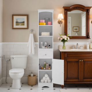 Sunvega Modern Freestanding Bathroom Cabinet with Drawer and Adjustable Shelf