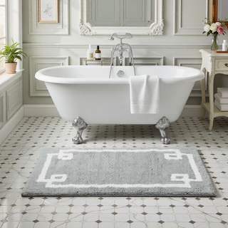 Sunvega Plush Cotton Tufted Bath Rug with Non-Skid Backing and Hotel Design