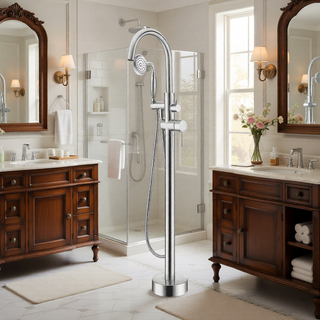 Sunvega Freestanding Bathtub Faucet in Matte Black with Handheld Shower