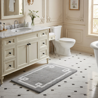 Sunvega Plush Cotton Tufted Bath Rug with Non-Skid Backing and Hotel Design