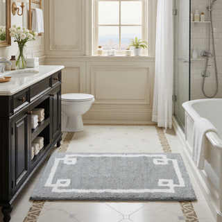 Sunvega Plush Cotton Tufted Bath Rug with Non-Skid Backing and Hotel Design