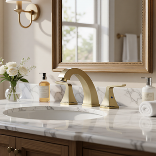 Sunvega Widespread Two Handle Bathroom Faucet with Pop Up Drain Brushed Nickel