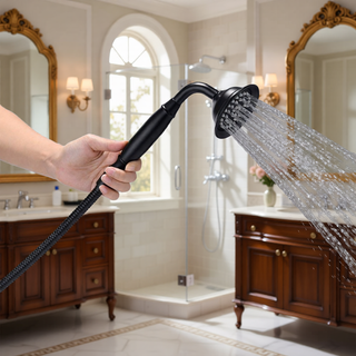 Sunvega Freestanding Bathtub Faucet in Matte Black with Handheld Shower