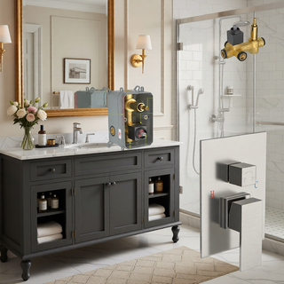 Sunvega Ceiling Mount Square Rainfall Shower System with Handheld Spray and Matte Black Finish