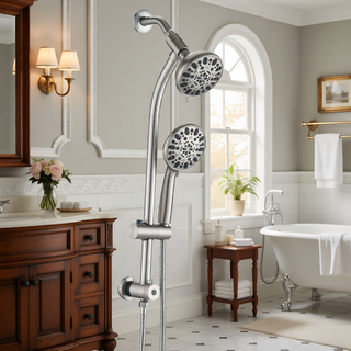 Sunvega No-Tool Installation 5 Inch Rain Shower & 7-Spray Handheld Combo with Slide Bar
