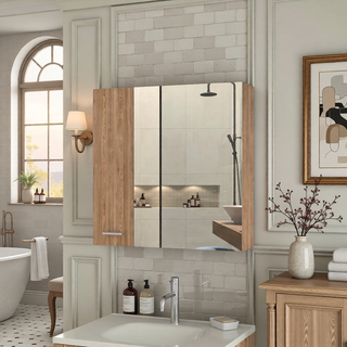 Sunvega Double Door Medicine Cabinet with Four Interior Shelves and Ample Mirror