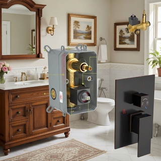 Sunvega Ceiling Mount Square Rainfall Shower System with Handheld Spray and Matte Black Finish
