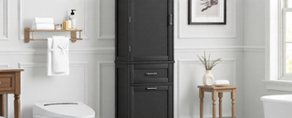 Sunvega Tall Freestanding Bathroom Storage Cabinet with Two Drawers and Adjustable Shelf