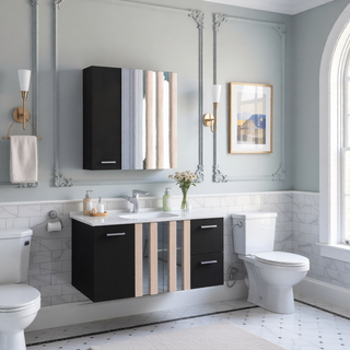 Sunvega Double Door Medicine Cabinet with Four Interior Shelves and Ample Mirror