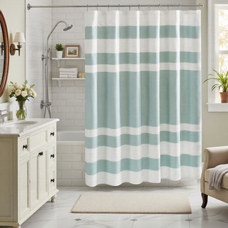 Sunvega Reversible Cotton Bath Rug with Plush Stripes and Textured Massage