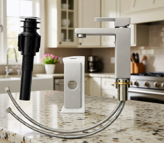 Sunvega Single Hole Bathroom Faucet with Ceramic Cartridge in Brushed Gold