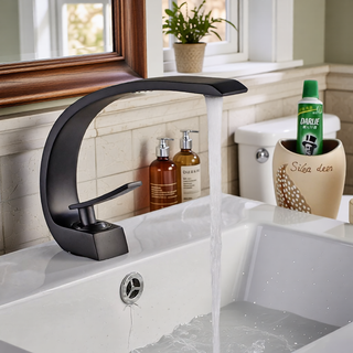 Sunvega Single Handle Waterfall Basin Faucet for Bathroom Sink in Chrome