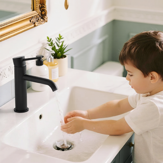 Sunvega Brushed Nickel Single Hole Waterfall Bathroom Sink Faucet with Single Handle