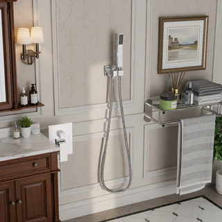 Sunvega Ceiling Mount Square Rainfall Shower System with Handheld Spray and Matte Black Finish