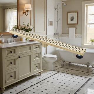 Sunvega 28 Inches Linear Shower Drain with Hair Strainer and Leveling Feet