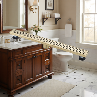 Sunvega 28 Inches Linear Shower Drain with Hair Strainer and Leveling Feet