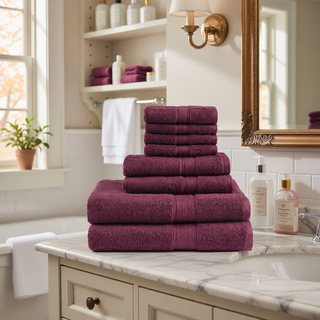 Sunvega 8-Piece Premium Cotton Towel Set with Antimicrobial Treatment for Health and Wellness