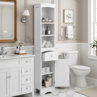 Sunvega Modern Freestanding Bathroom Cabinet with Drawer and Adjustable Shelf