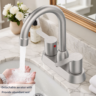 Sunvega Oil Rubbed Bronze Centerset Two Handle Bathroom Sink Faucet