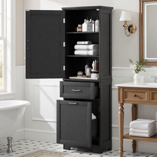 Sunvega Tall Freestanding Bathroom Storage Cabinet with Two Drawers and Adjustable Shelf