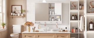Sunvega 36 Inch Wall Mounted Bathroom Mirror Cabinet with Adjustable Shelf and Hidden Storage