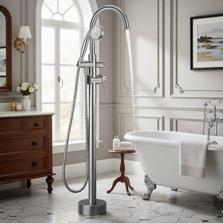 Sunvega Freestanding Bathtub Faucet in Matte Black with Handheld Shower