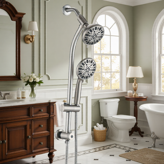 Sunvega No-Tool Installation 5 Inch Rain Shower & 7-Spray Handheld Combo with Slide Bar