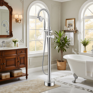 Sunvega Freestanding Bathtub Faucet in Matte Black with Handheld Shower
