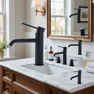 Sunvega Brushed Nickel Single Hole Waterfall Bathroom Sink Faucet with Single Handle