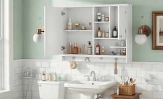 Sunvega 36 Inch Wall Mounted Bathroom Mirror Cabinet with Adjustable Shelf and Hidden Storage